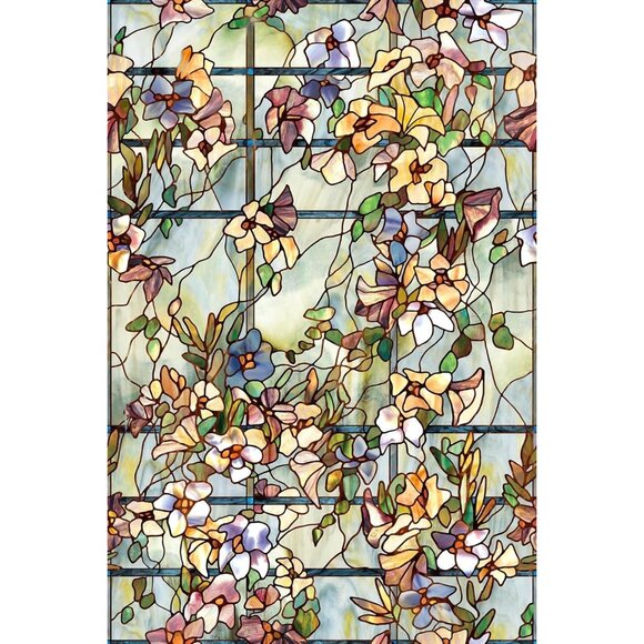 Artscape "Trellis" Window Film 24" x 36" Multicolor Privacy Stained Glass - Picture 1 of 4